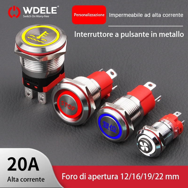 Pulsante metallico ad alta corrente personalizzato serie WD-D