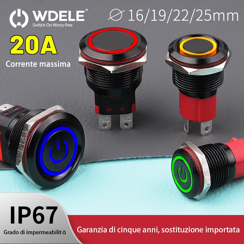 Pulsante in metallo ad alta corrente in ossido nero serie WD-D