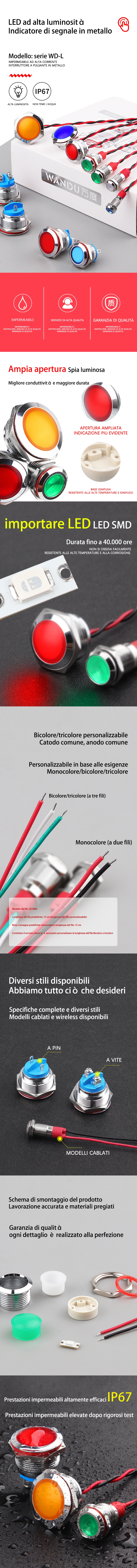Luci di segnalazione in metallo serie WD-L