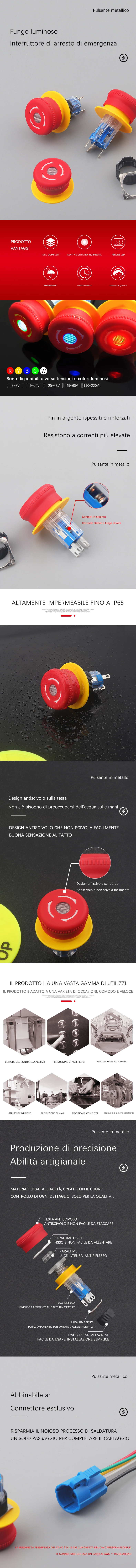 Arresto di emergenza WD-16M con luce